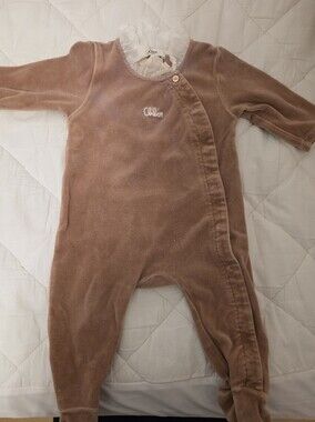 Chloe Plush Taupe Brown Baby Footie One-Piece